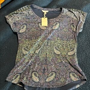 NWT Lucky Brand Paisley Short Sleeve Tee Top